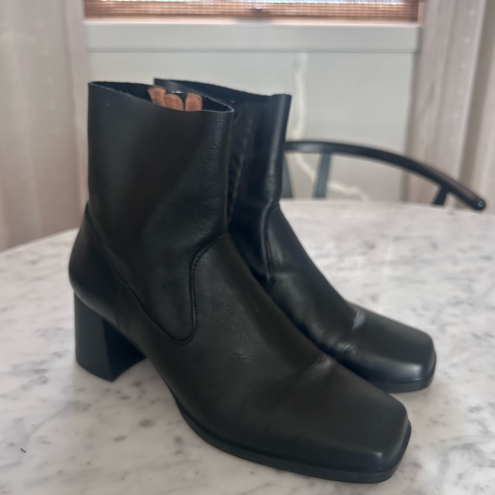Black Leather Ankle Boots